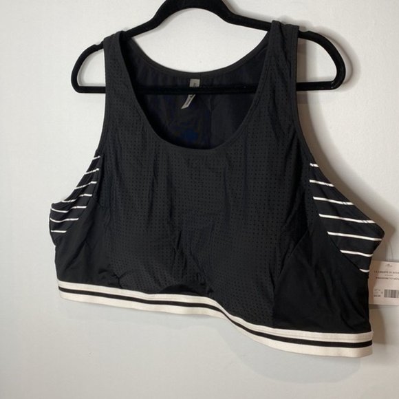 Active Zone Women Black U-Neck Bikini Top with Exposed Elastic Plus Size 4X - Picture 4 of 11